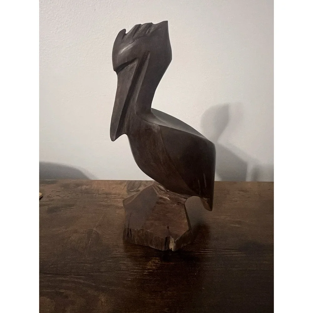 Vintage Hand Carved Ironwood Pelican 6.75